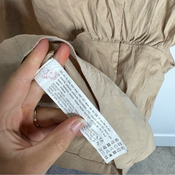 Zara Khaki Tan Linen Blend Side Cutout Mini Dress 9479/077 Size Large - Picture 7 of 8